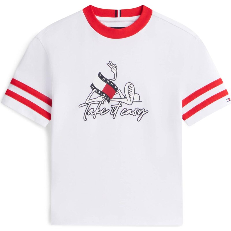TOMMY HILFIGER Tričko TAKE IT EASY červená / čierna / biela 67572315