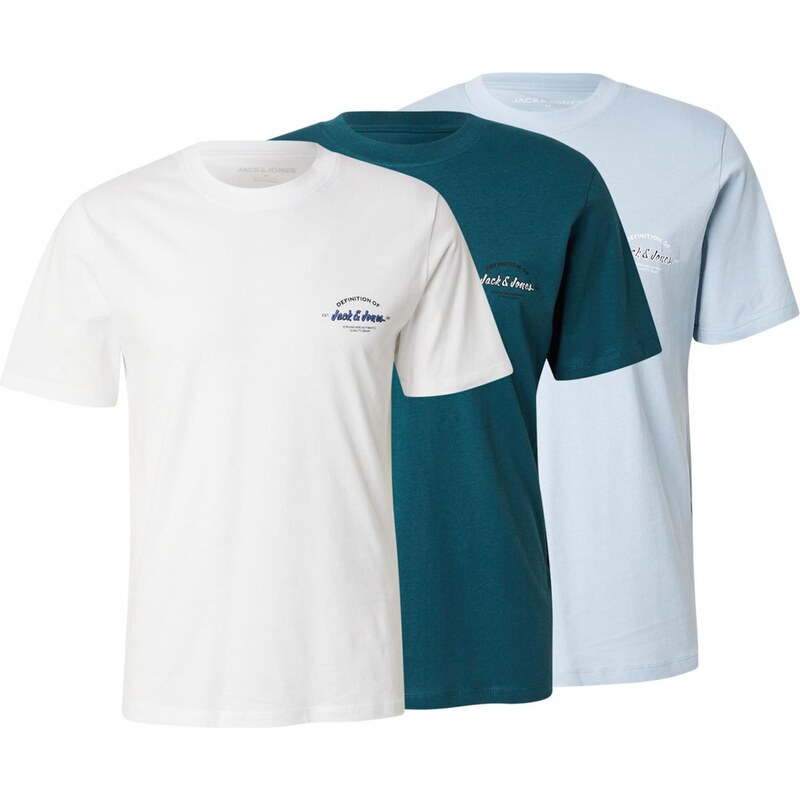 JACK & JONES Tričko JJBRANDON svetlomodrá / jedľová / čierna / biela 67572543