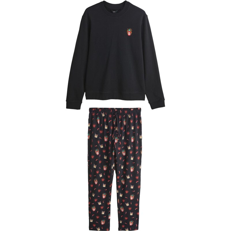 Next Dlhé pyžamo brusnicová / čierna 67572692