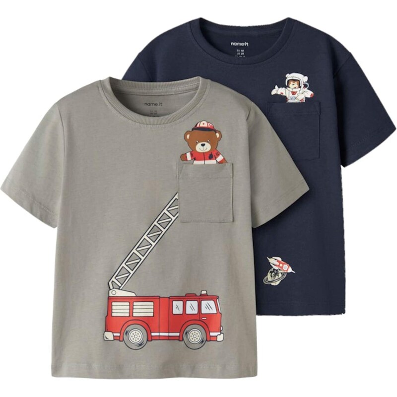 NAME IT Tričko námornícka modrá / sivá / červená / biela 67572794