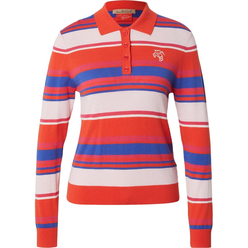 Smith&Soul Sveter modrá / pitaya / oranžovo červená / biela 67572837