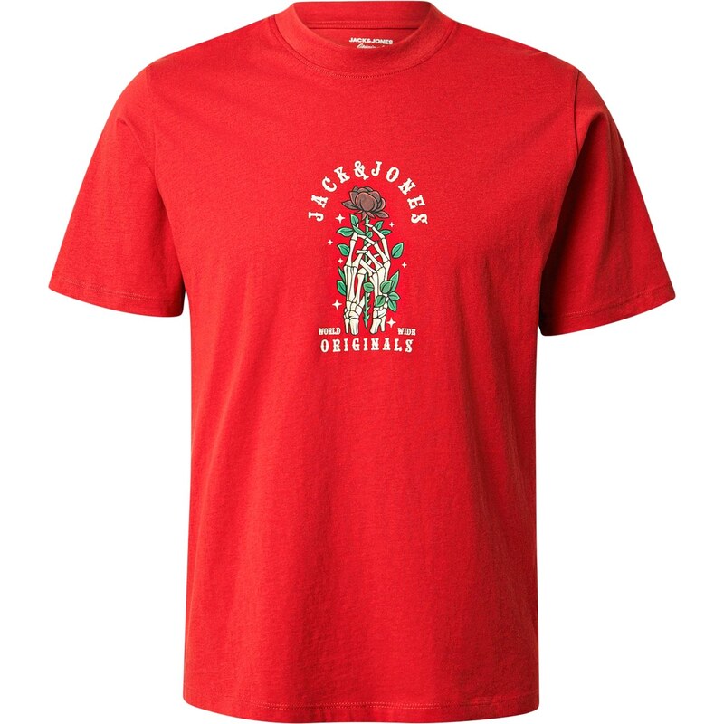 JACK & JONES Tričko JORCATSKILLS SKULL béžová / zelená / červená / 67572962