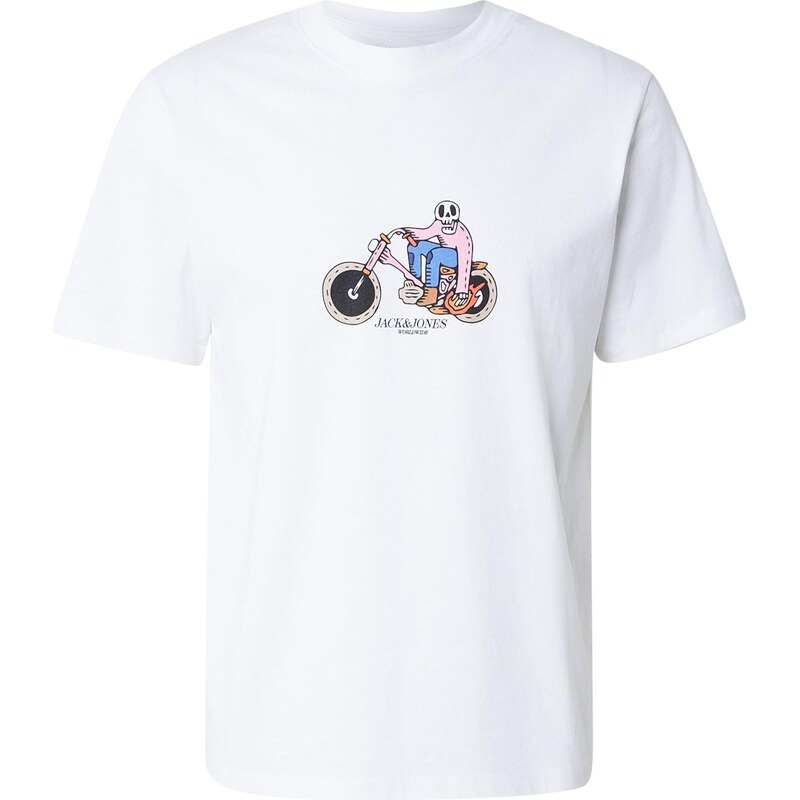 JACK & JONES Tričko JORCATSKILLS SKULL modrá / ružová / biela 67573032