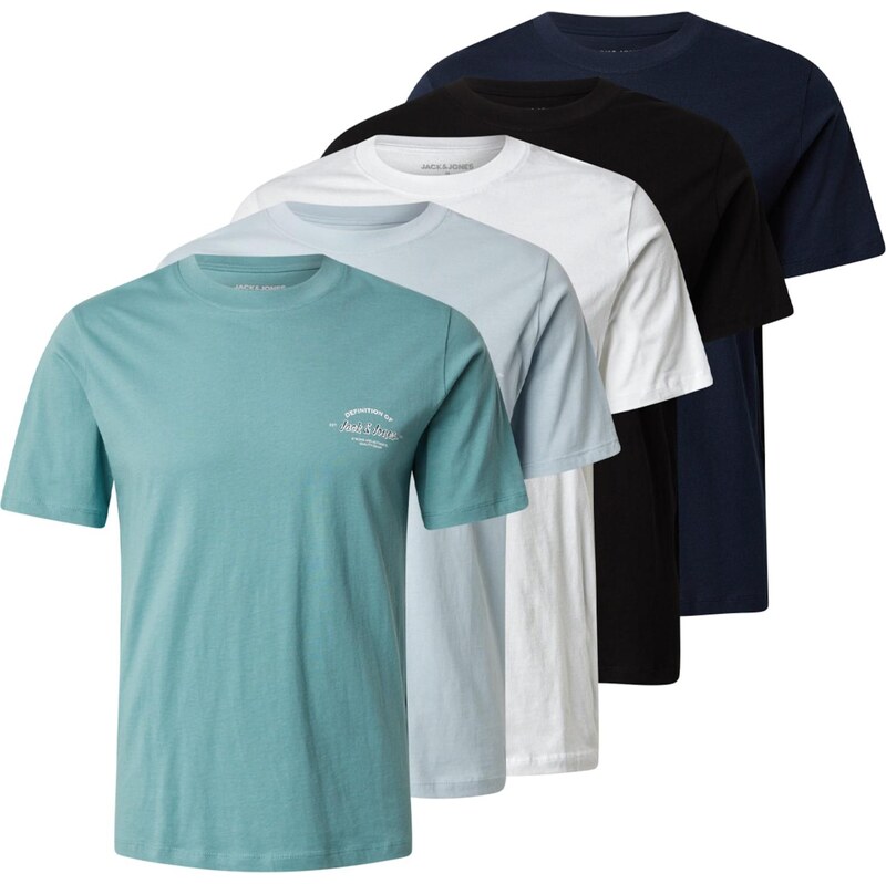 JACK & JONES Tričko JJBRANDON námornícka modrá / nefritová / čierna / 67573195