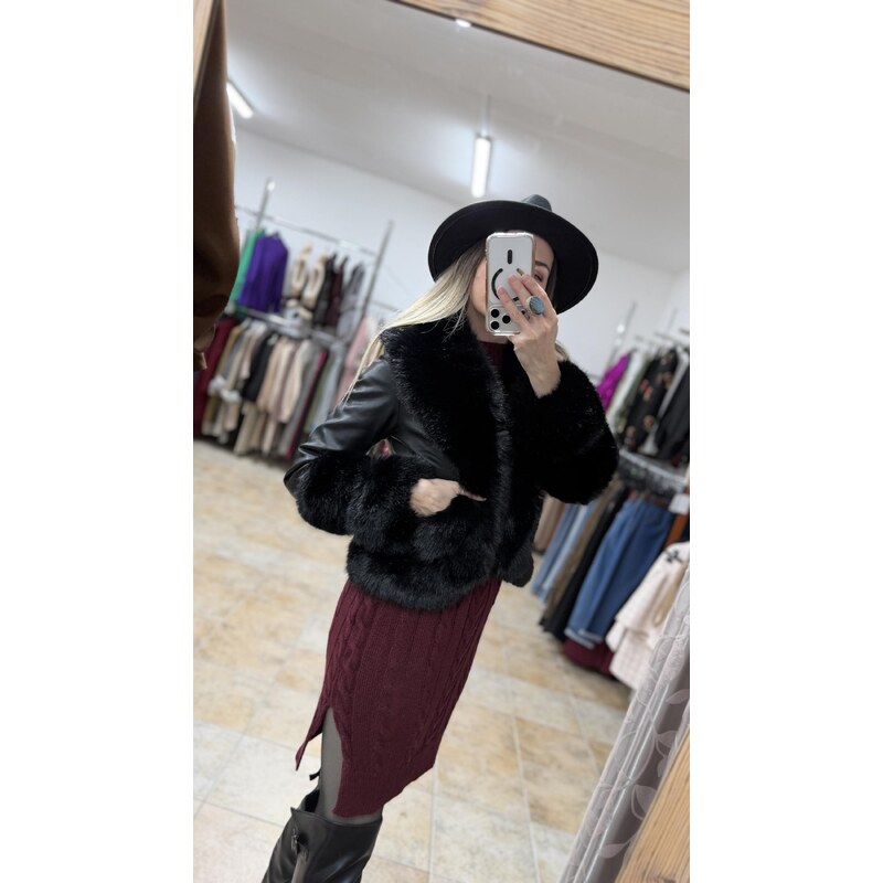 Koženková bunda s kožušinou Mirela 66798324