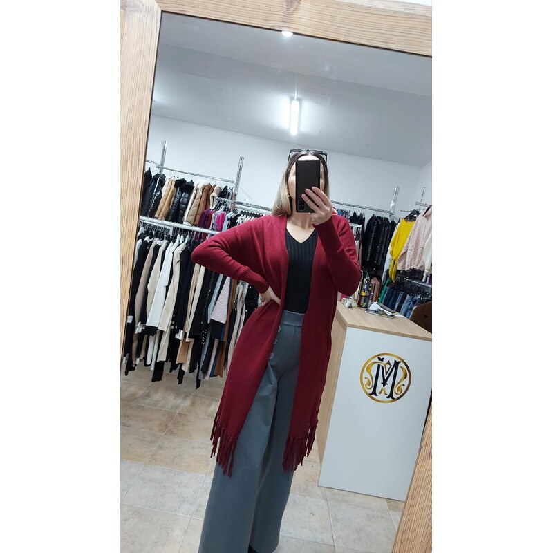Červený kardigán so strapcami Dalle 64352462
