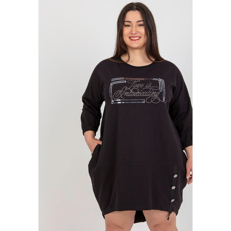 MladaModa Oversize šaty s ozdobnými gombíkmi a zirkónmi model 50515 67577191