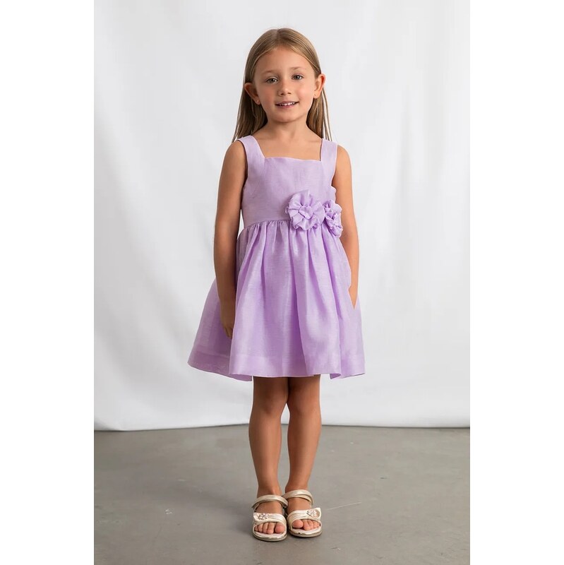 Detské šaty s prímesou ľanu Mayoral 67581206