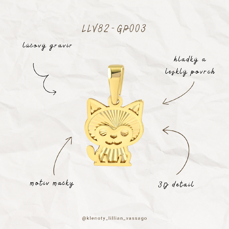 Lillian Vassago Zlatý prívesok mačka LLV82-GP003 61669320