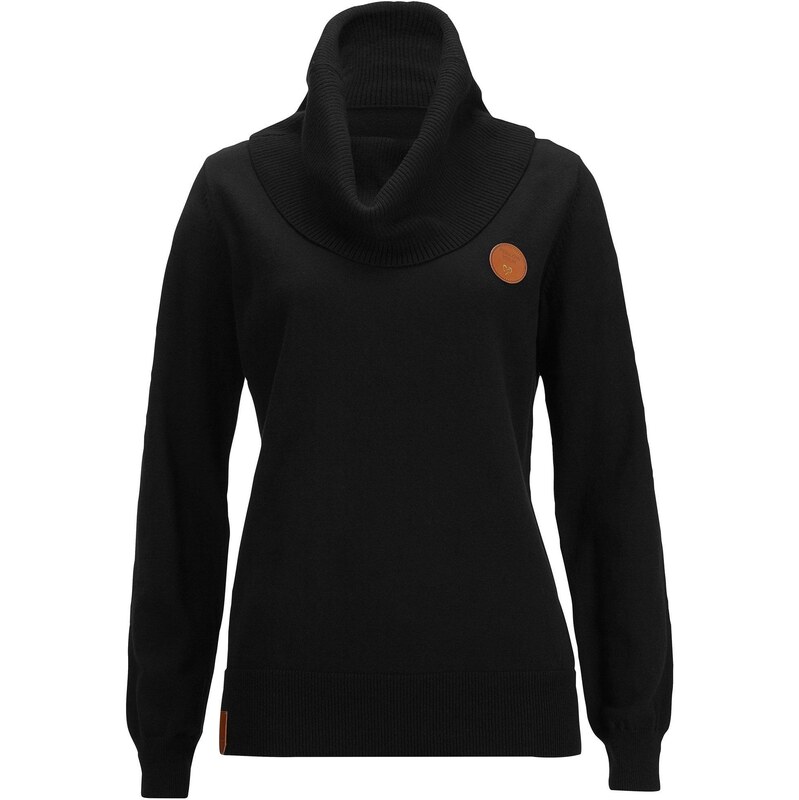 bonprix Jemne pletený pulóver so širokým golierom, farba čierna 44845891