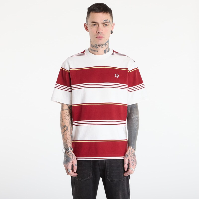 Tričko FRED PERRY Heavyweight Striped T-Shirt Snow White S 67589897