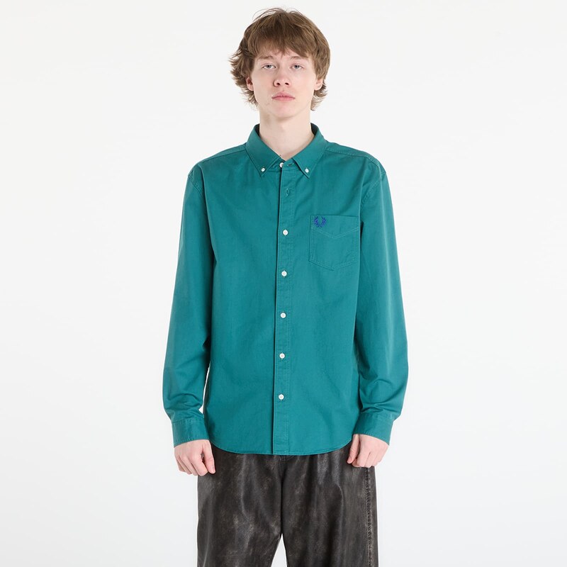 Košeľa FRED PERRY Relaxed Washed Twill Shirt Deep Mint L 67589895