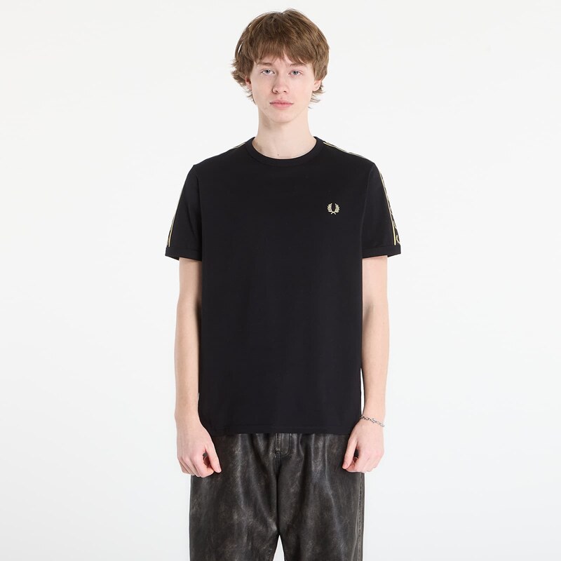 Tričko FRED PERRY Contrast Tape Ringer T-Shirt Black/ Champagne L 67589810