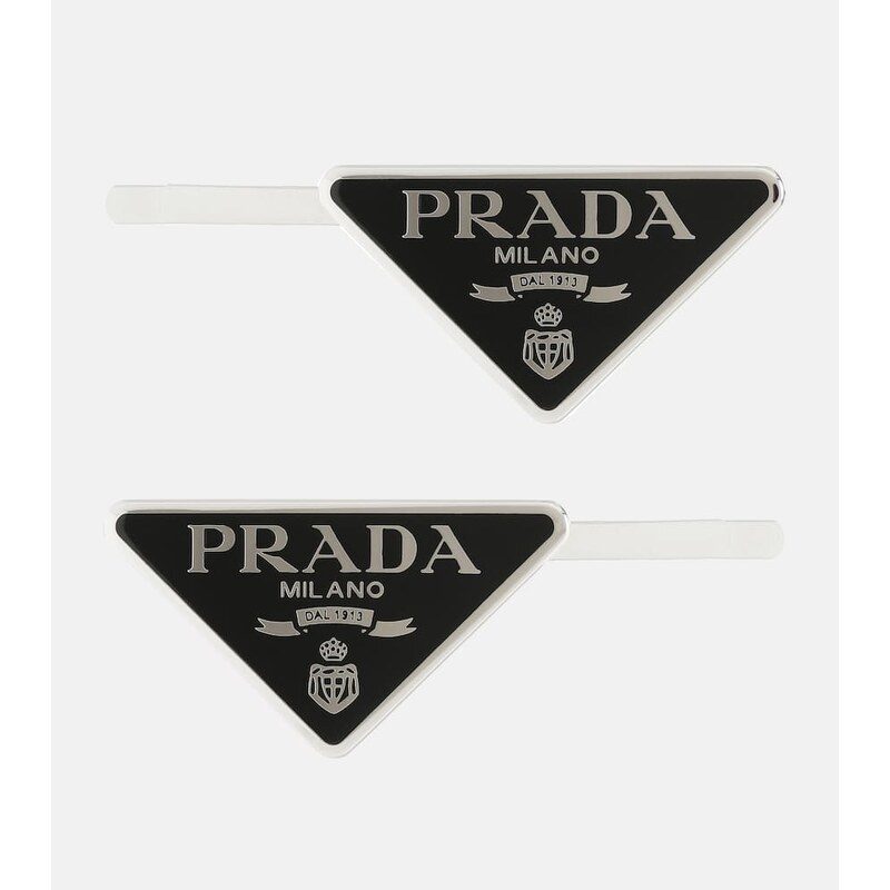 Prada Set of 2 logo hair clips 68137117