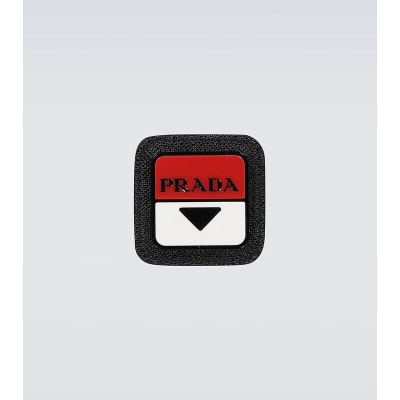 Prada Leather-trimmed logo badge 68139956