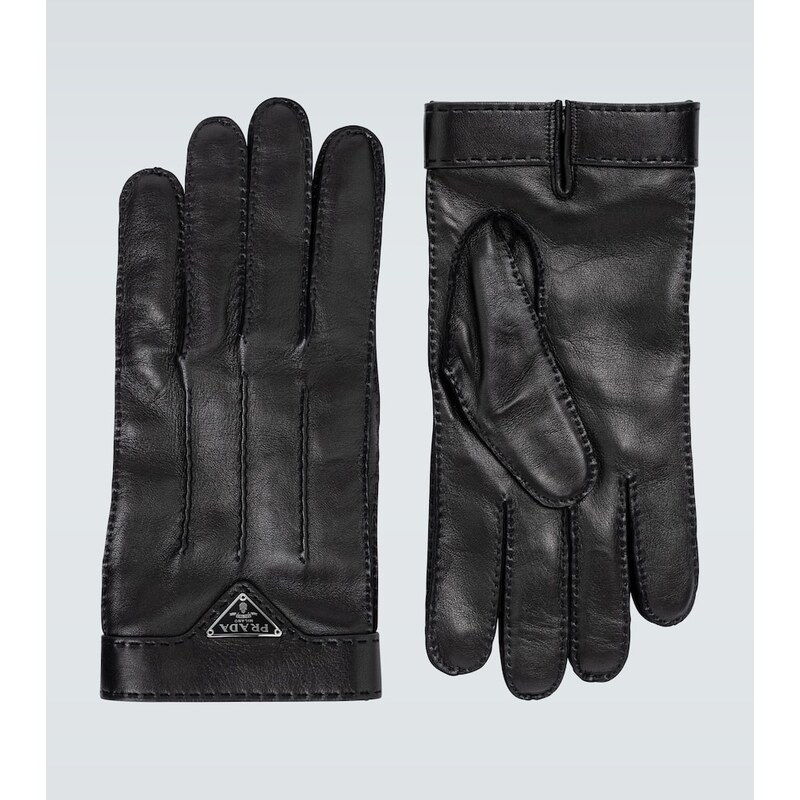 Prada Leather gloves with logo 67947781