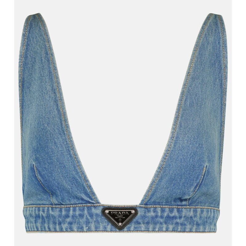 Prada Logo denim bralette 67988633