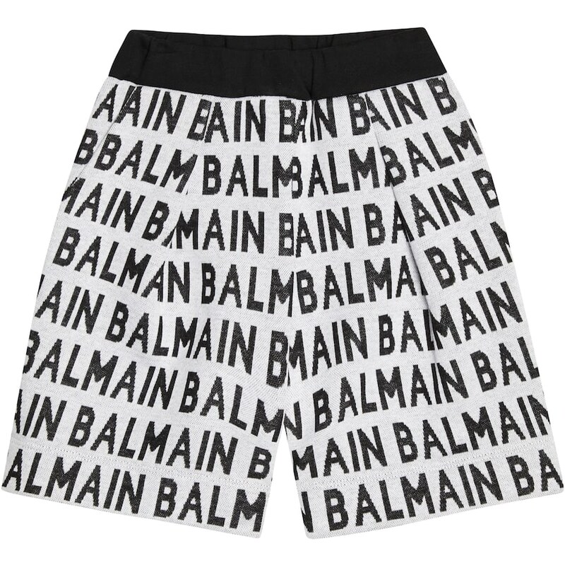 Balmain Kids Logo jacquard cotton shorts 68201269