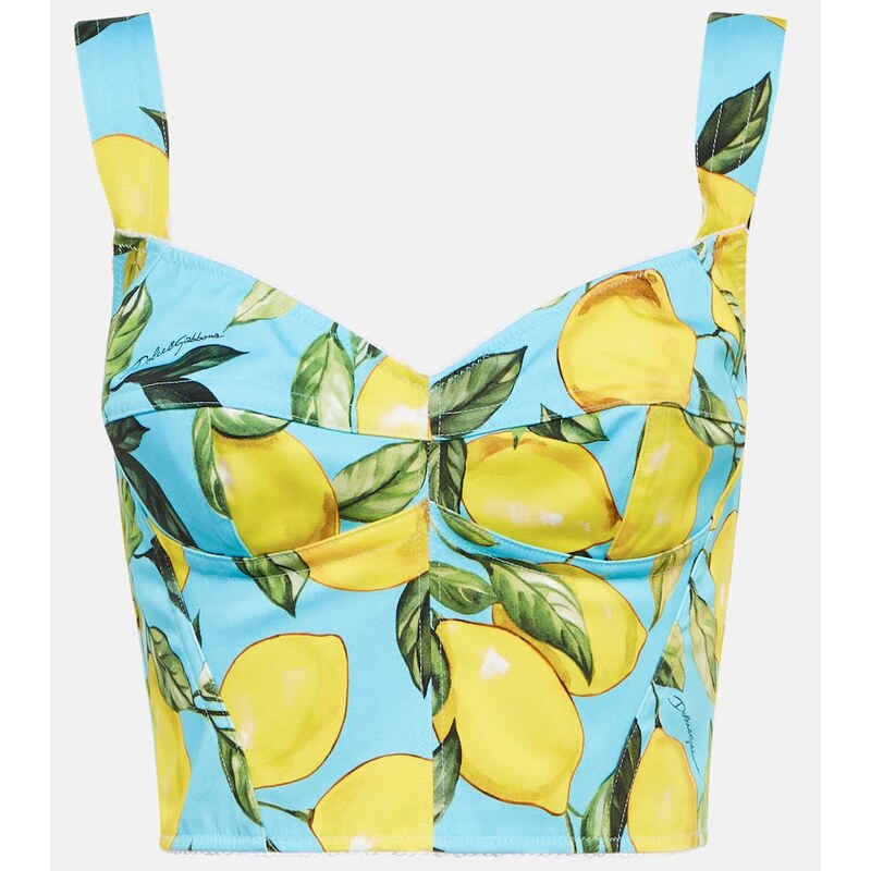 Dolce&Gabbana Printed cotton-blend bustier top 67968122