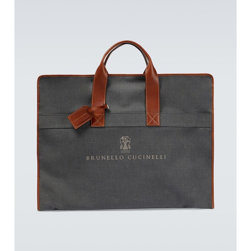 Brunello Cucinelli Leather-trimmed canvas garment bag 68143103