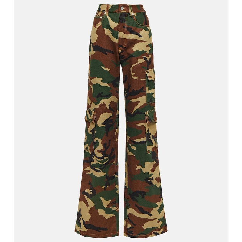 Alessandra Rich Camouflage cotton cargo pants 68031319