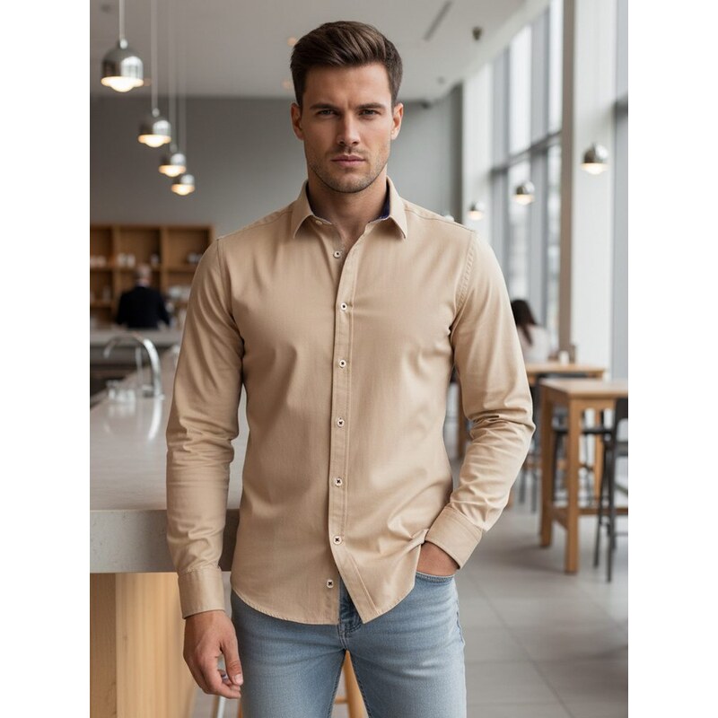 Dstreet Pánska béžová elegantná košeľa 67590739