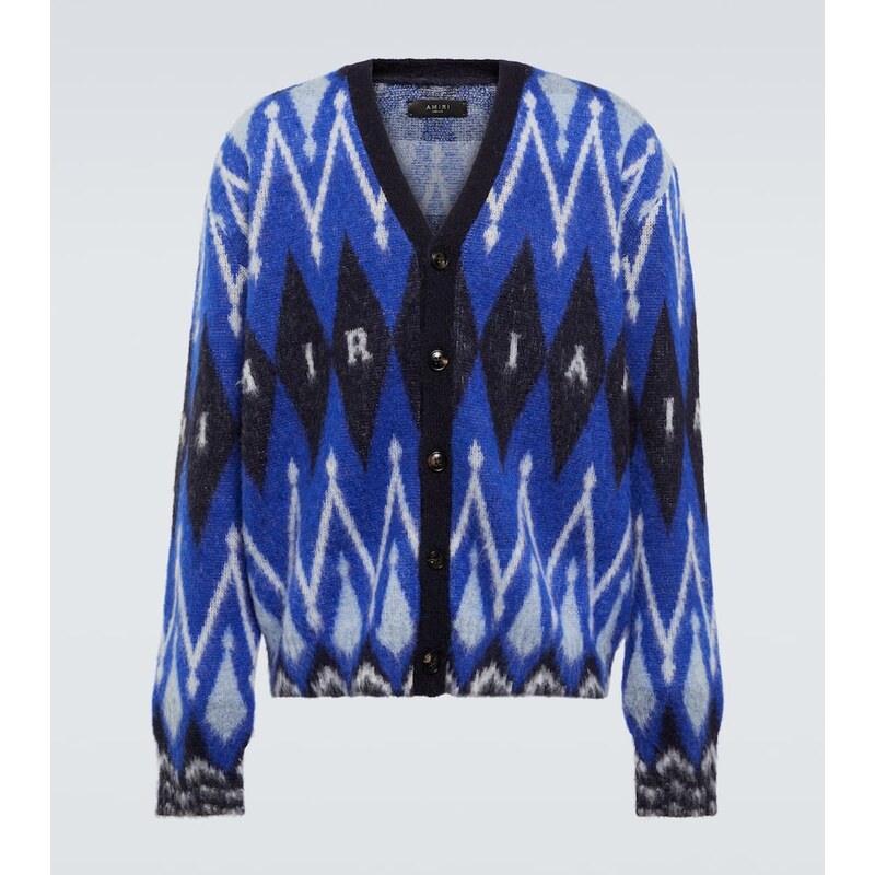 Amiri Argyle alpaca and mohair-blend cardigan 68282727