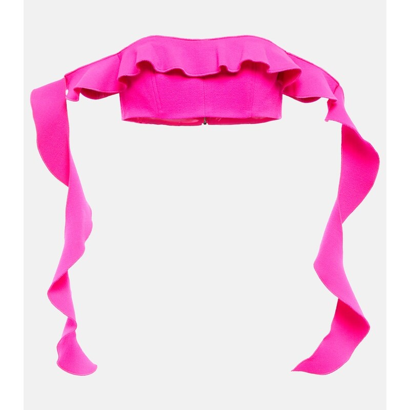 David Koma Strapless wool-blend ruffle top 68131507