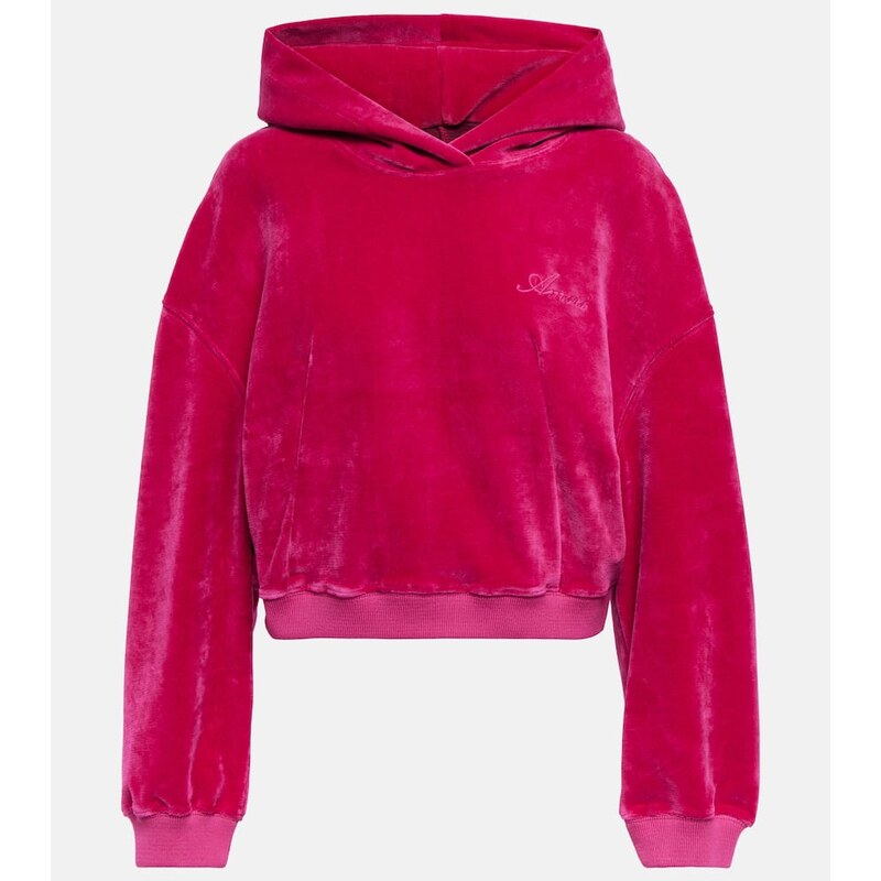 Amiri Cropped velour hoodie 68057735