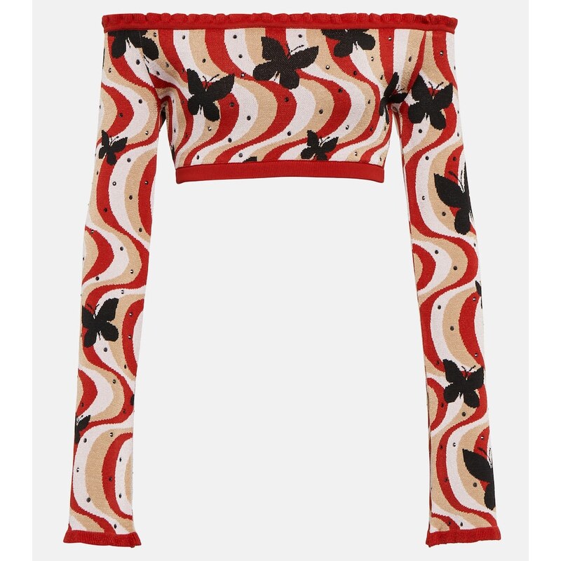 Alessandra Rich Printed bandeau cropped top 67946965