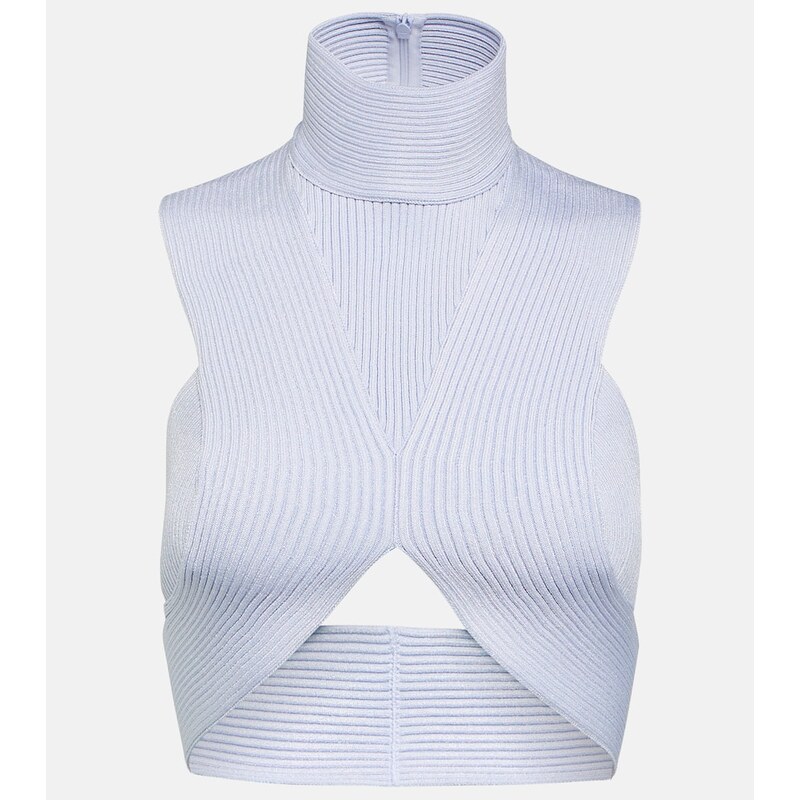 Alaia AlaÃ¯a Ribbed-knit crop top 67937723