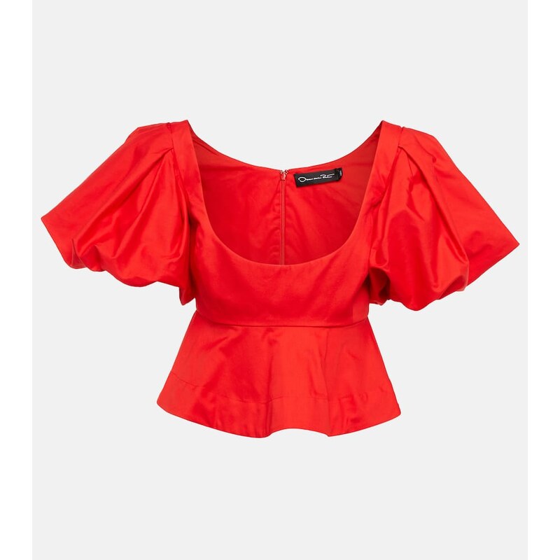 Oscar de la Renta Peplum cotton crop top 67988108