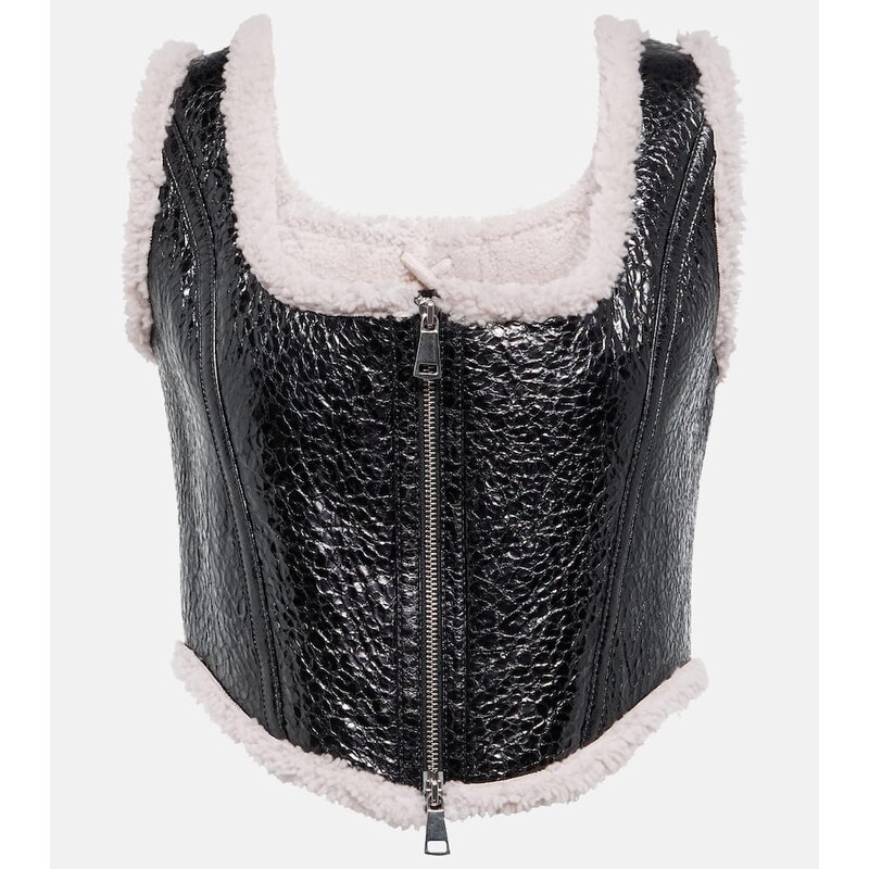 Jean Paul Gaultier Laminated leather and shearling corset 68019010
