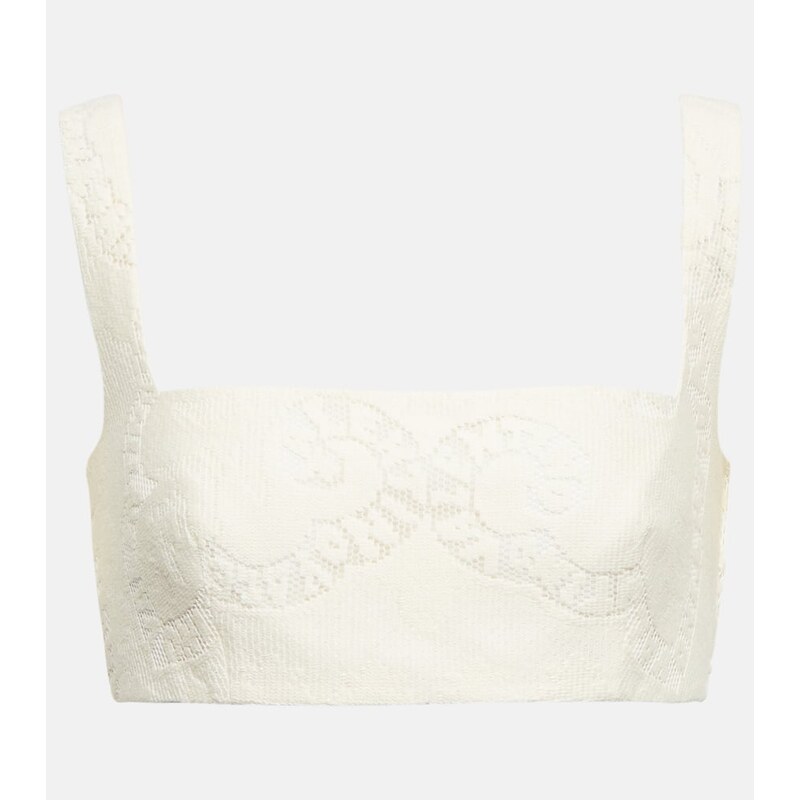 Valentino Embroidered cotton-blend bralette 68094214
