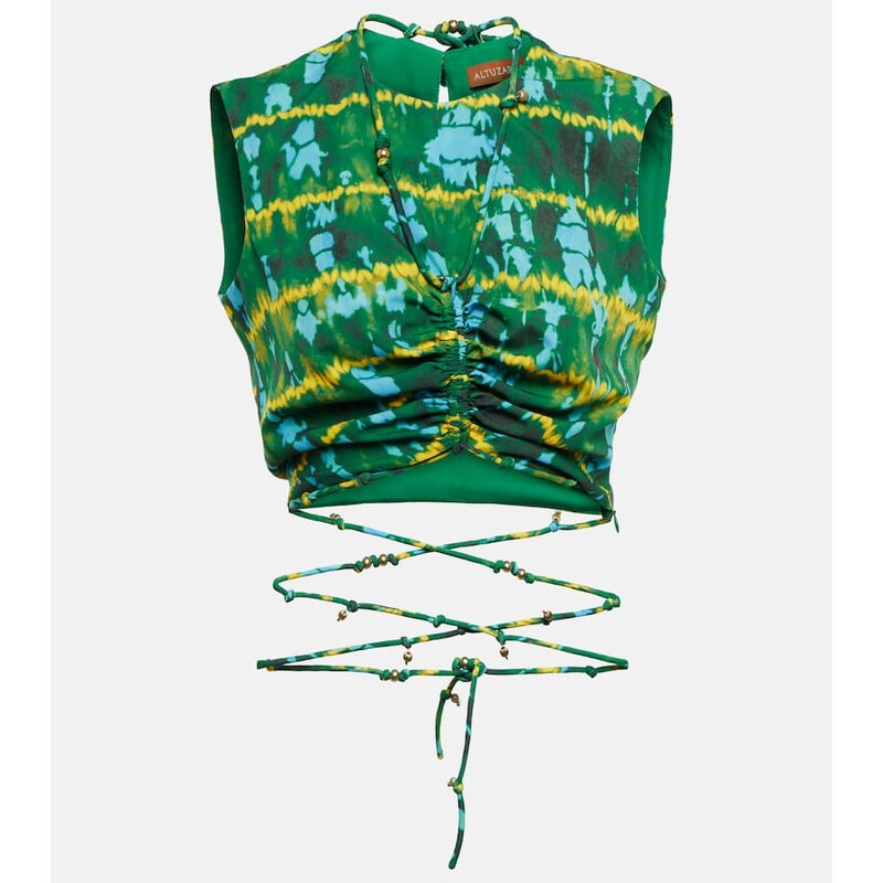 Altuzarra Ayana printed ruched crop top 68167384