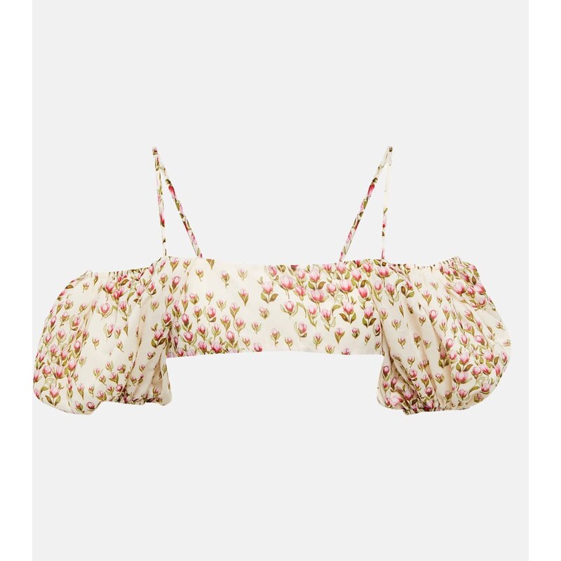 Giambattista Valli Floral off-shoulder cropped top 68285055