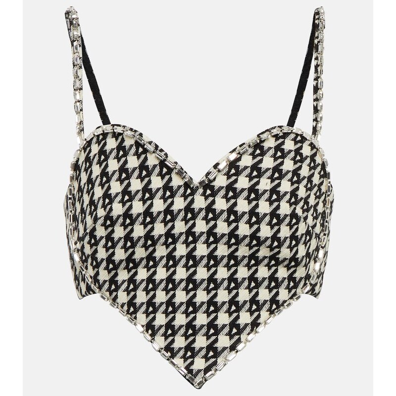 Area Embellished checked crop top 67978629