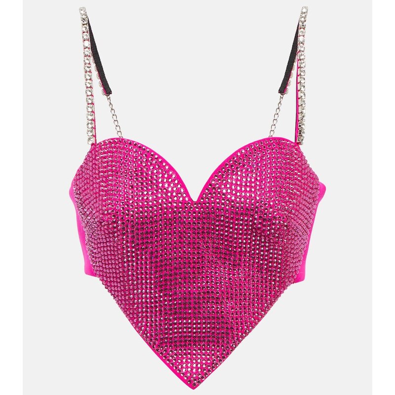 Area Heart crystal-embellished wool crop top 68101523