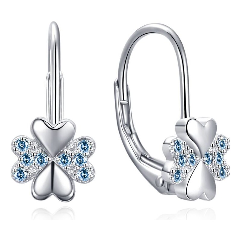 MOISS Strieborné náušnice s modrými zirkónmi štvorlístky E0000569 67590954
