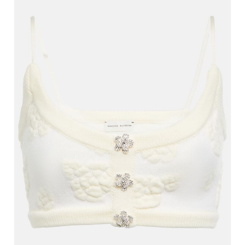 Magda Butrym Embroidered wool-blend crop top 68309079