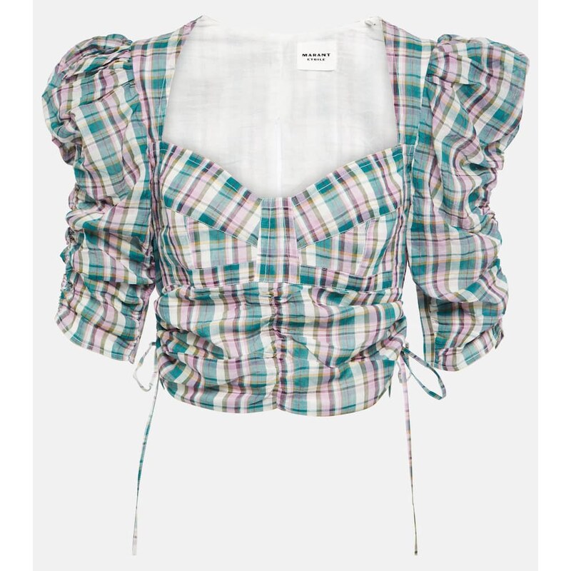 Marant Etoile Galaor checked cotton crop top 68009212