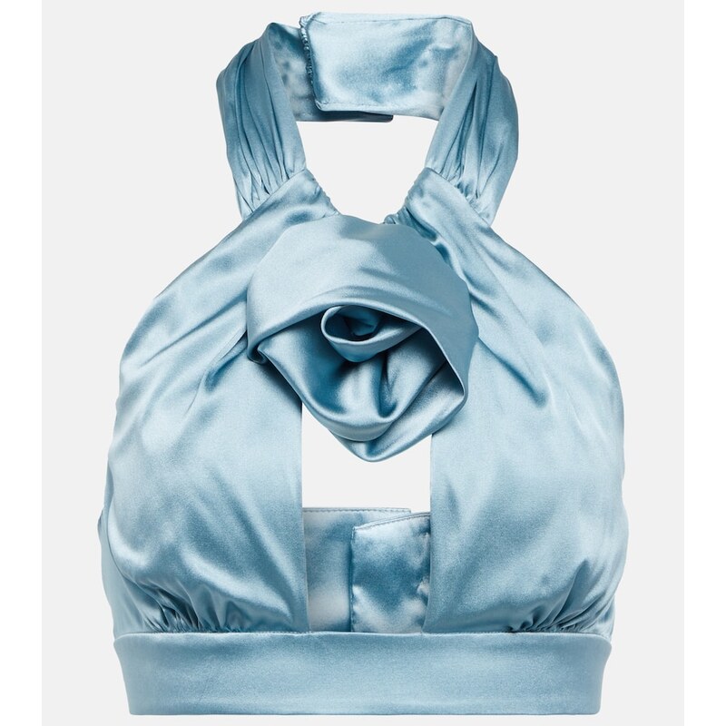 Alessandra Rich Ruched satin crop top 67948042