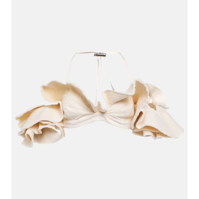 Jacquemus La BrassiÃ¨re Artichaut cotton crop top 68228930