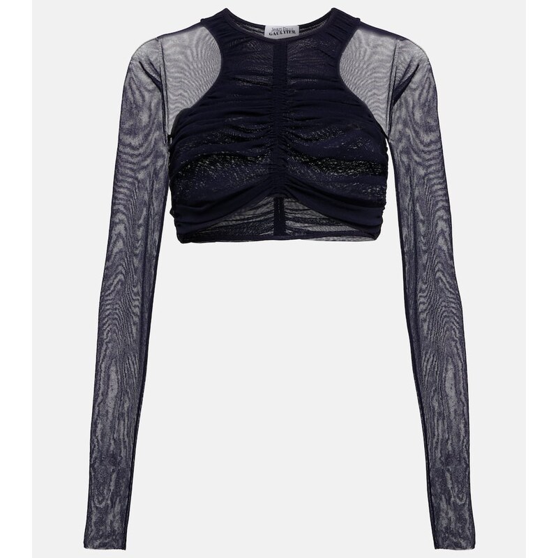 Jean Paul Gaultier Ruched mesh crop top 67978186