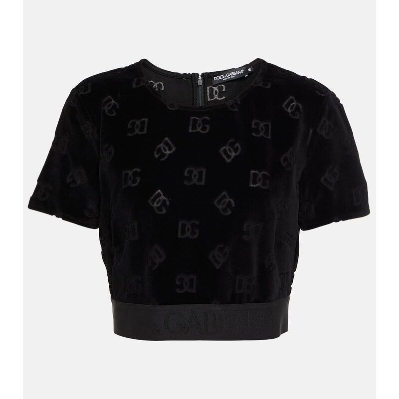 Dolce&Gabbana Logo cotton velvet crop top 68225270
