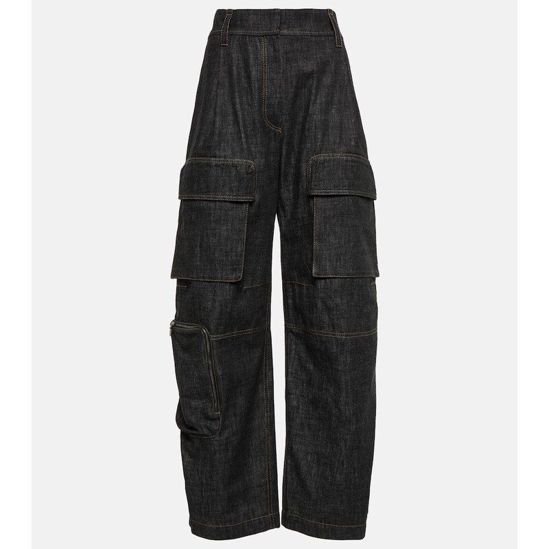 Brunello Cucinelli High-rise denim cargo pants 68134529