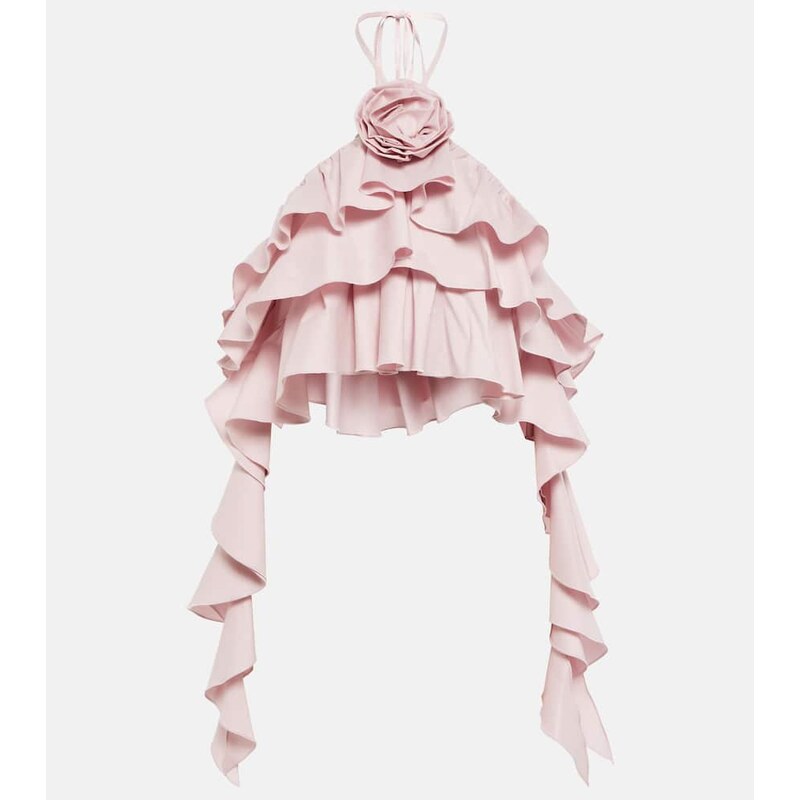 Blumarine Ruffled halterneck crop top 68057436