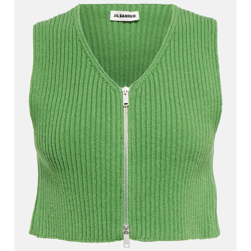 Jil Sander Ribbed-knit cotton crop top 67937595