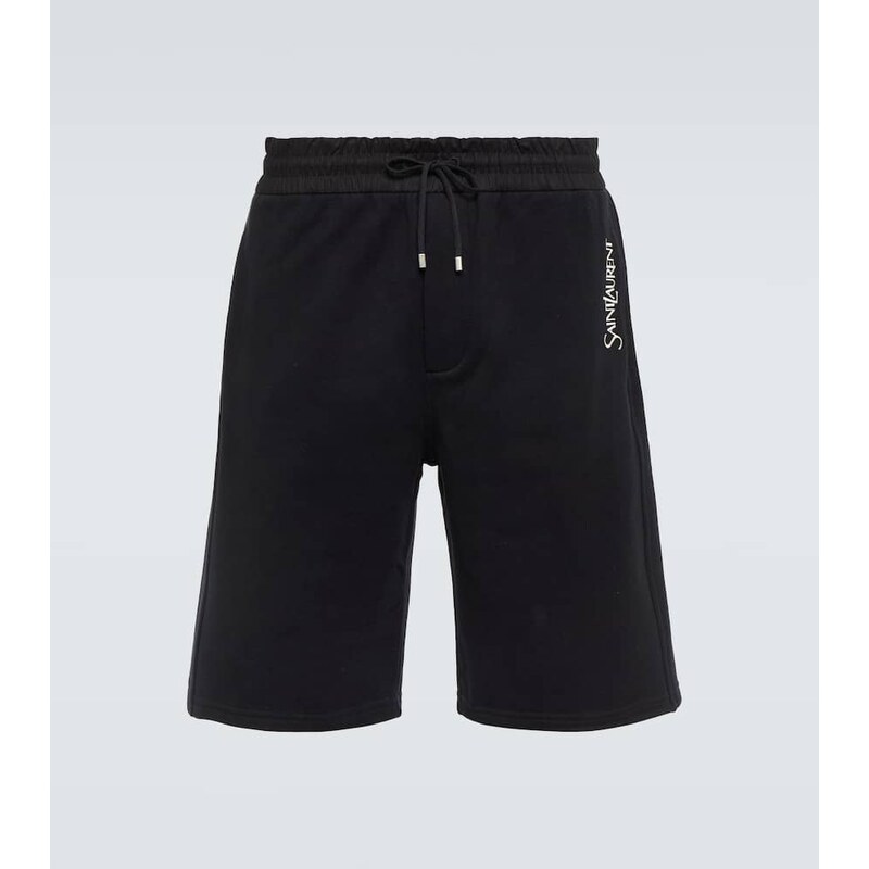 Saint Laurent Embroidered cotton jersey track shorts 67988971