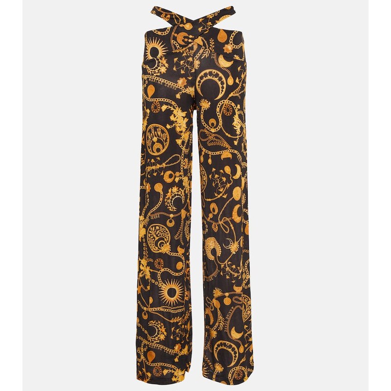 Marine Serre Cutout printed wide-leg pants 68292381